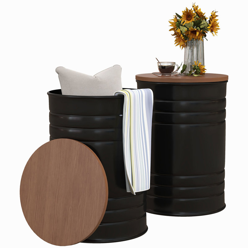 Ensemble de 2 repose-pieds gigognes avec couvercle HOMcom