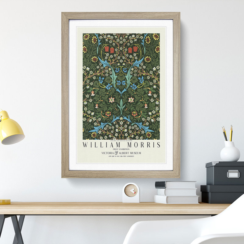 Tulip with Border by William Morris - Picture Frame Graphic Art, Oak, 48cm H x 36cm W x 2cm D