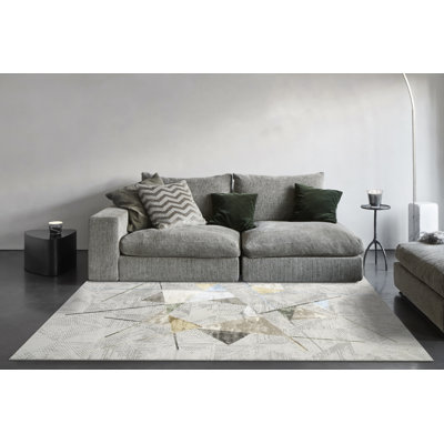 Tapis gris à motif géométrique Hugues
