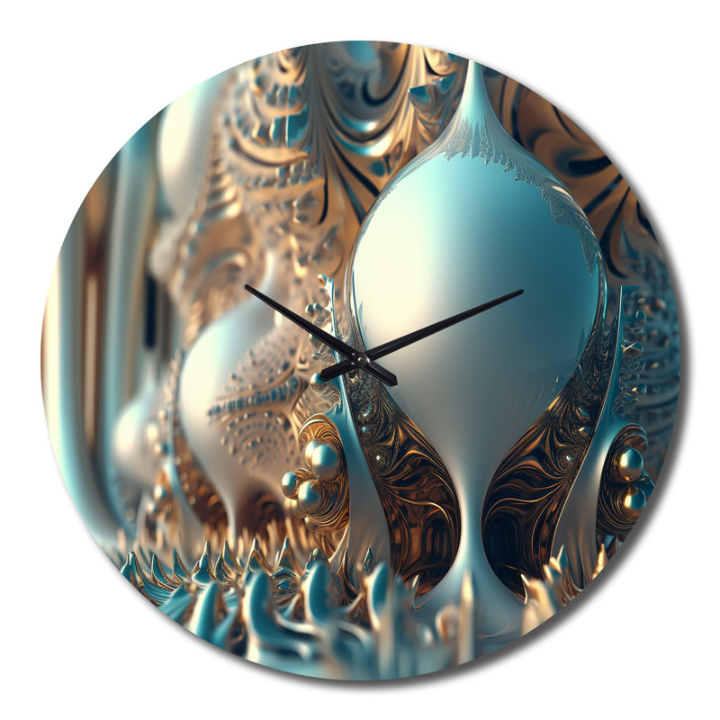 Horloge murale Fractal Turquoise, Grand
