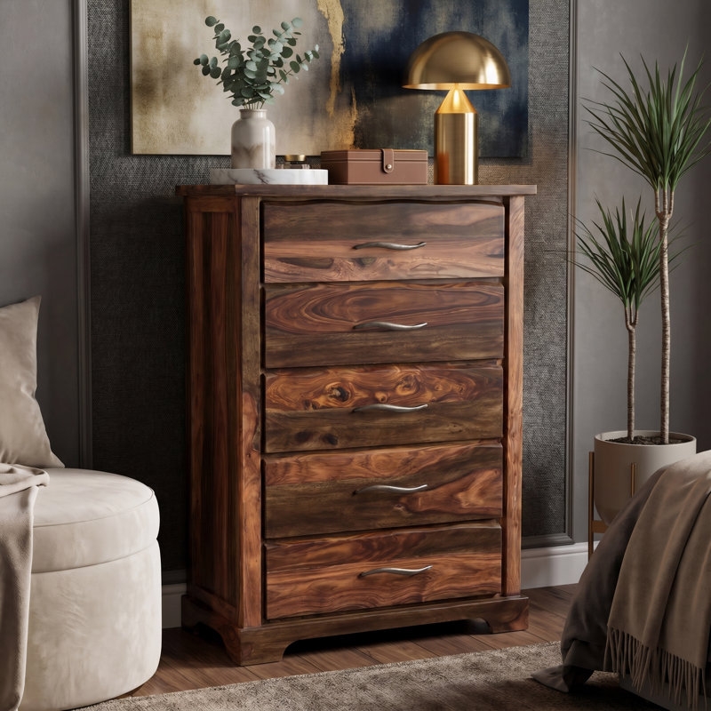 Commode 5 tiroirs Chaliyah, Walnut