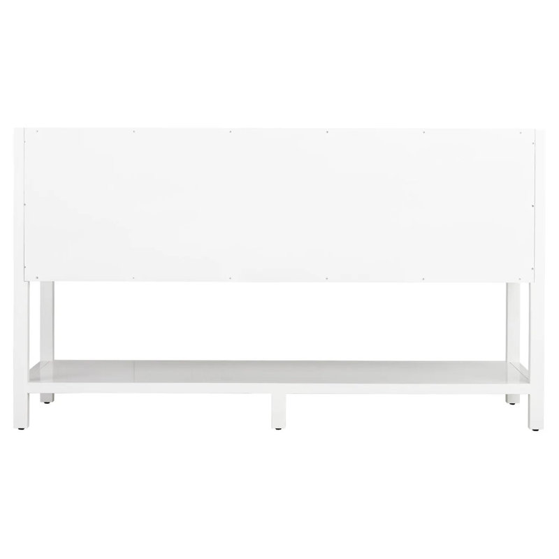 60" Robertson Double Bathroom Vanity Set with Oval Undermount Sinks, 8" Widespread, Feathered White Quartz, Black