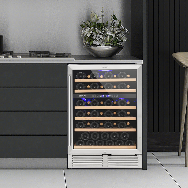Costway Dual Zone 24 " Freestanding 51 Bottle Wine Refrigerator