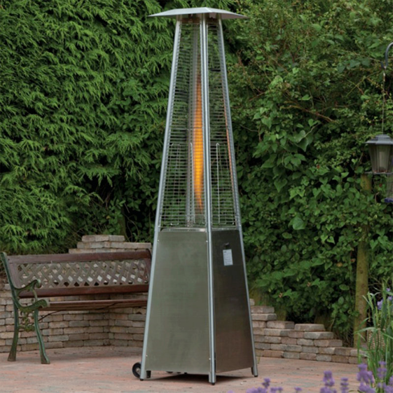 Taryn Stainless Steel Propane Standing Patio Heater, Silver