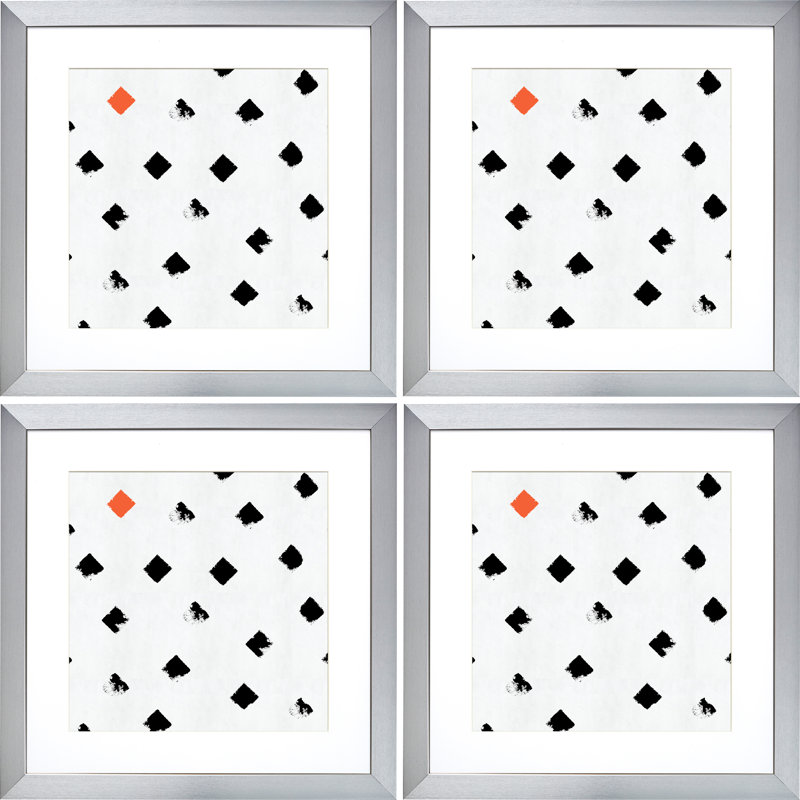 Ensemble de cadres muraux 4 pièces, Argent, 24 po x 24 po emmêlé à 20 po x 20 po