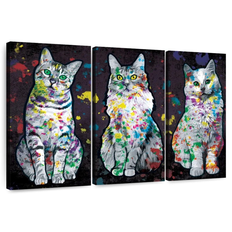 Peinture pour chat Curious Cats, H 48 po x l 74 po