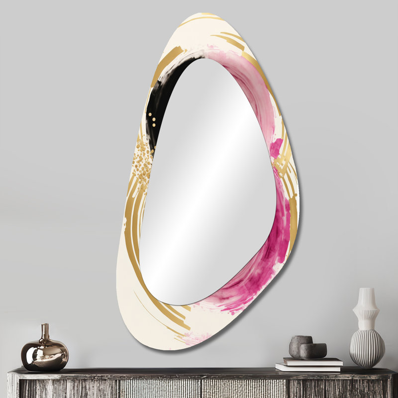 «Hylan Pink and Gold Curves II - Abstract Spirals»