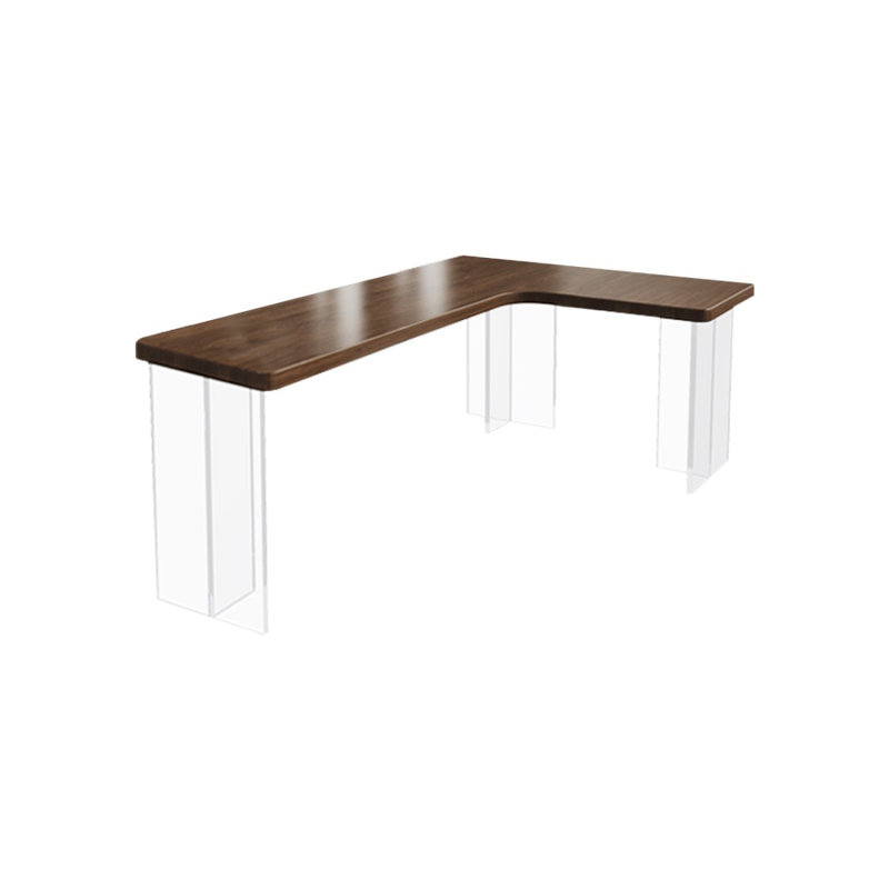 Bureau d'écriture brun noisette + bois massif rectangulaire transparent + acrylique, H 29,53 po x l 62,99 po x P 47,24 po