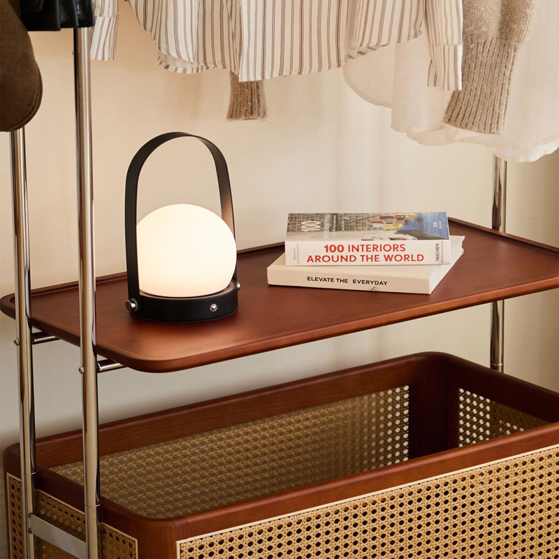 Stainless Steel Coat Rack Rattan Basket Mobile