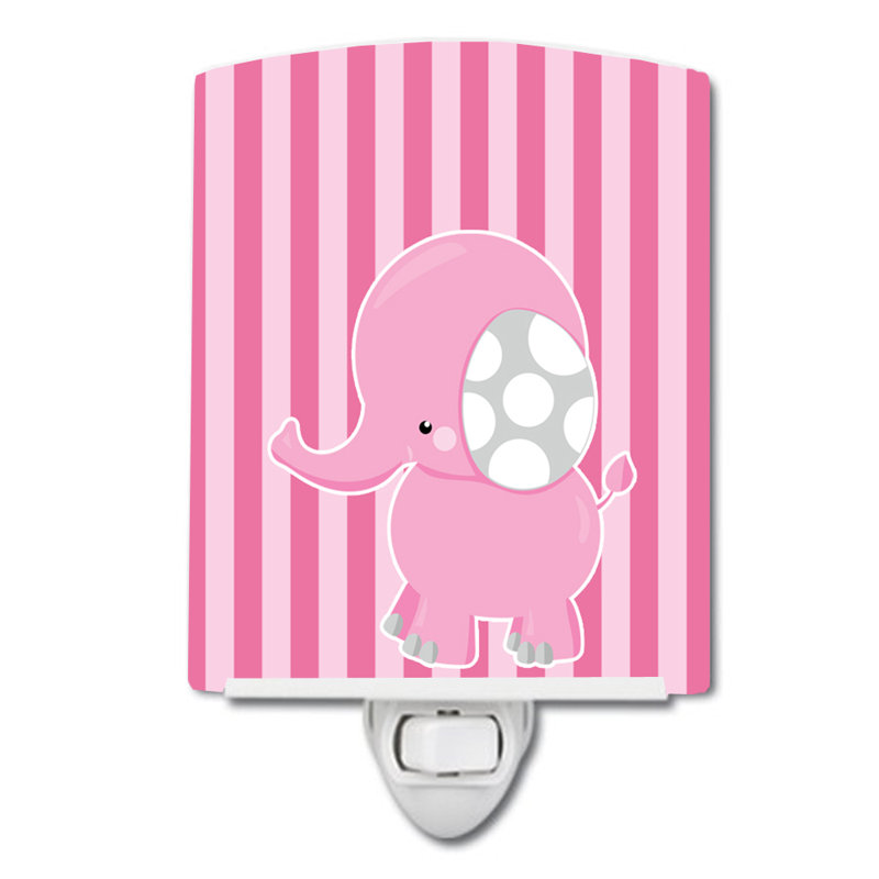 Elephant on Stripes Ceramic Night Light