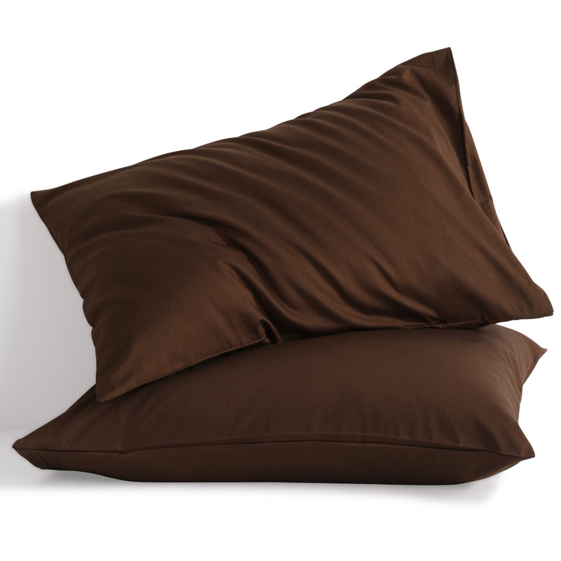 Housse de coussin 100% coton douce et respirante avec fermeture à enveloppe, Standard, Brown