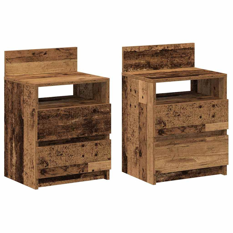 Ryllan 40cm W Manufactured Wood Bedside Table, Reclaimed Wood, Set of 2
