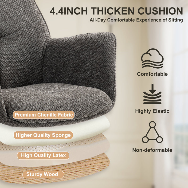 Soft Chenille Home Office Chair Adjustable Height Task Chair Swivel Desk Chair (Dark Gray), Dark Gray