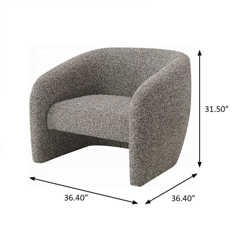 Fauteuil d'appoint de 92,5 cm de large, en tweed brun et gris