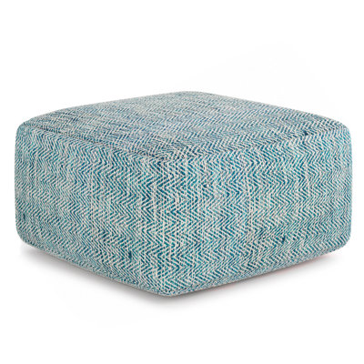 Nate - Pouf carré - Mélange bleu sarcelle à motifs