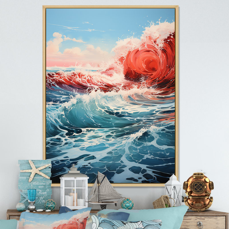 Saphir infini bleu rouge, impression sur toile, H 44 po x l 34 po x P 1,5 po, Cadre naturel flottant