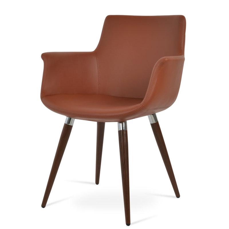 Chaise avec accoudoirs Bottega, Cannelle, Noyer / chrome