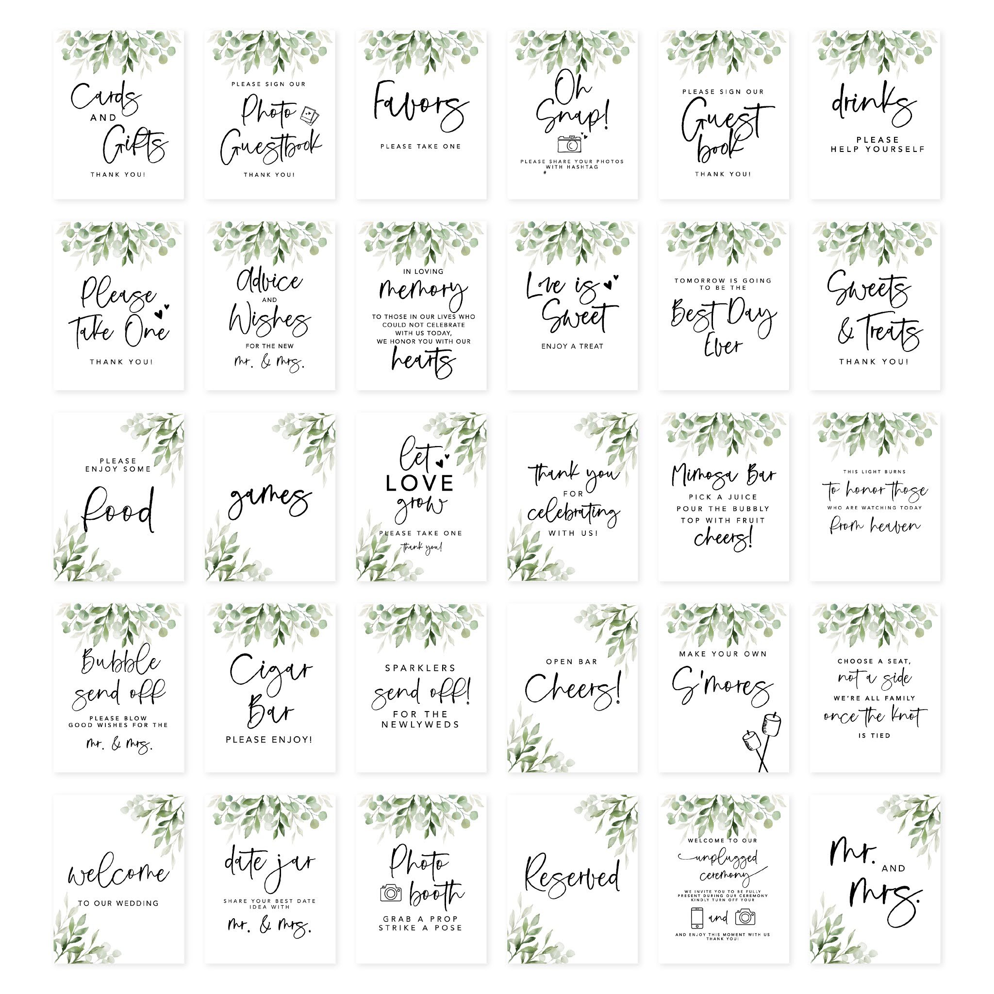 Eucalyptus Wedding Welcome Custom Favor Bags