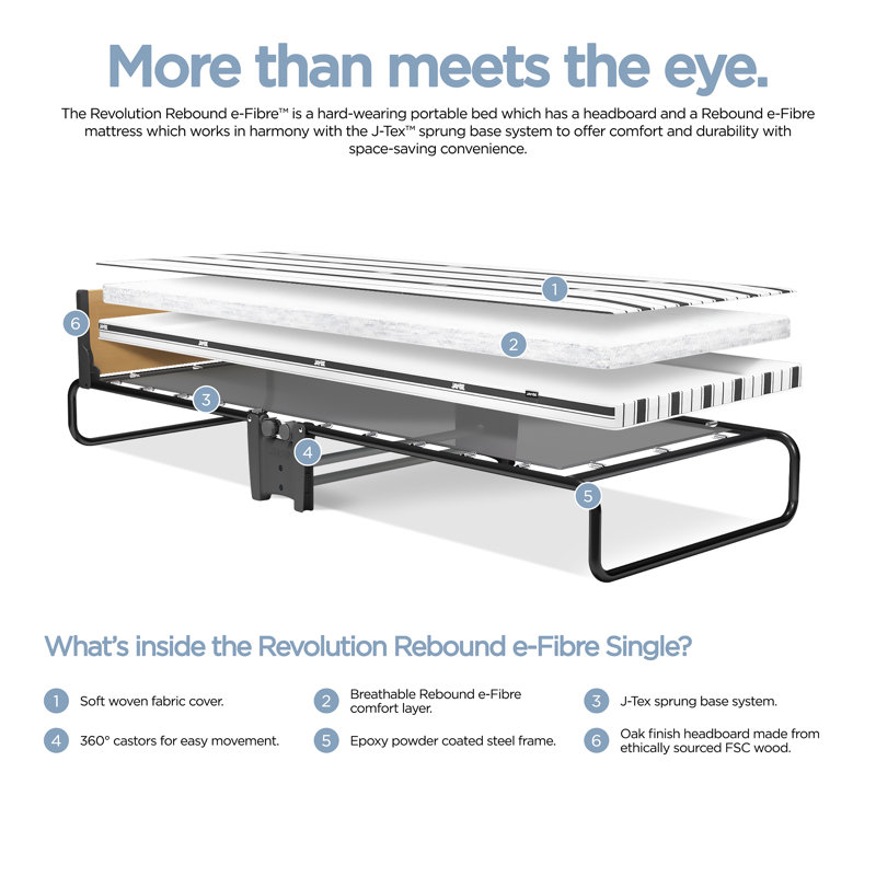Jay-Be Revolution Folding Guest  Bed with Rebound e-Fibre Mattress - Single