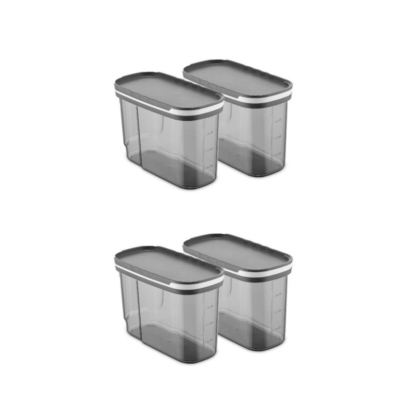 Ensemble de boîte de rangement durable, couleur anthracite, 3,7 x 7,7 x 5,1 pouces | 100% plastique sans BPA, capacité de 42,3 oz liq. Chacun | Lavable au lave-vaisselle, idéal pour organiser la cuisine et la maison, conception peu encombrante