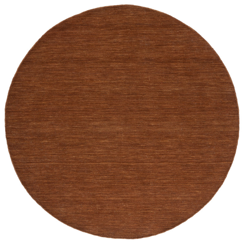 Tapis en laine / coton brun tissé à la main Brandal, Rond 6 pi