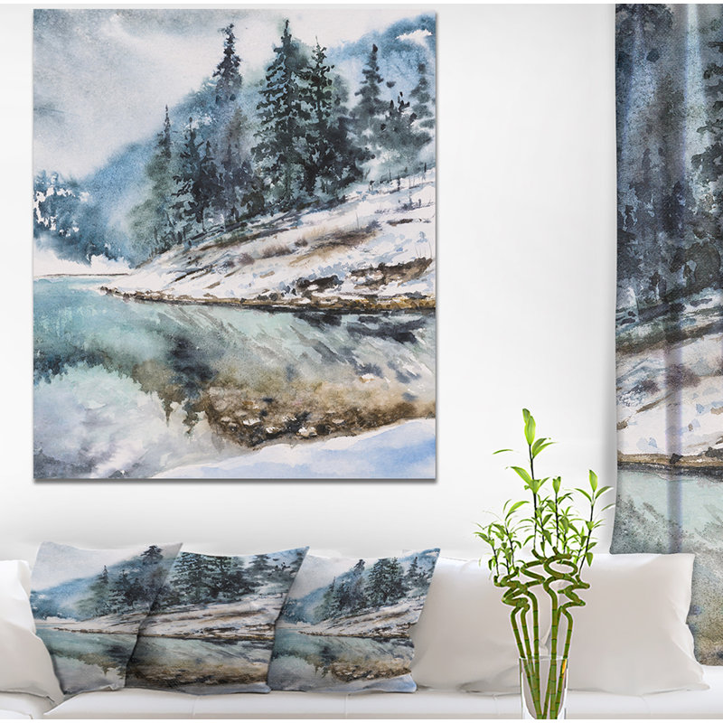 «Mountain Hill Reflection in Water», reproduction sur toile tendue, H 40 po x l 30 po x P 1,5 po