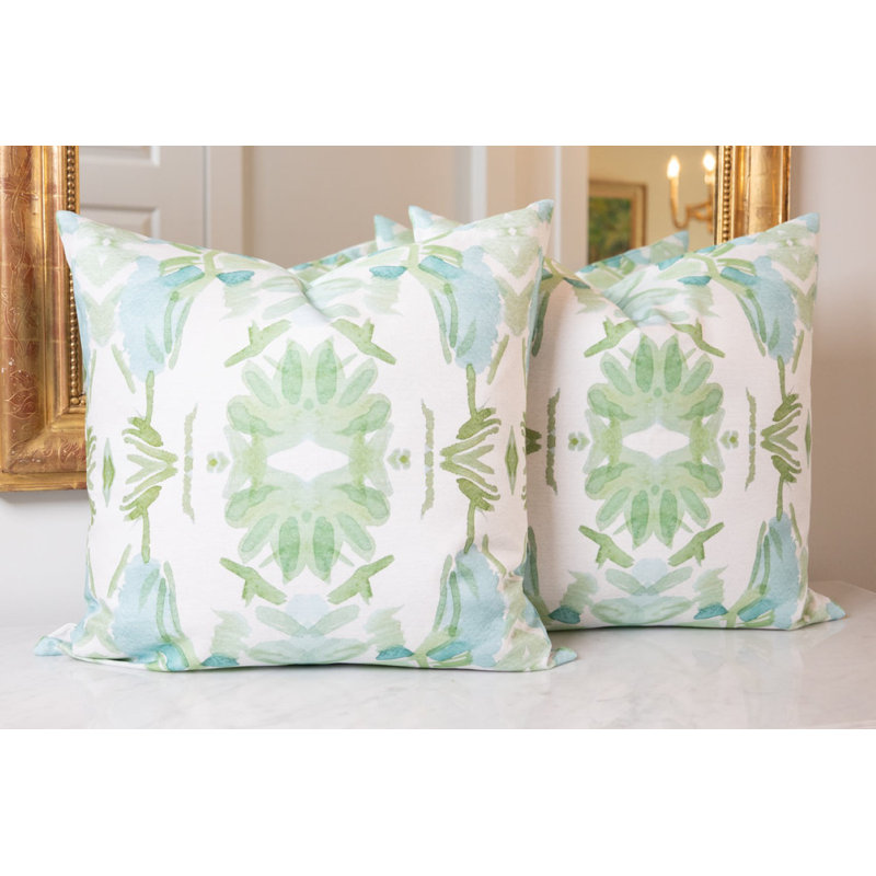 Wildflowers I Large Repeat Luxury Throw Pillow, 22"H x 22"W, Blue/Sage Green Floral