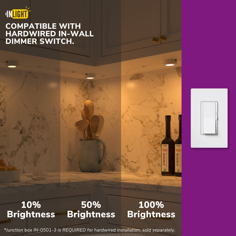White Swivel and Dimmable LED Puck Light Kit