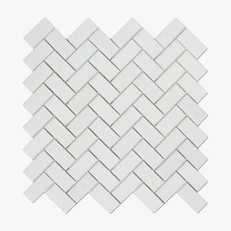 0.75 in. x 2 in. Herringbone Marble Tile