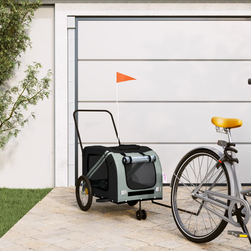 Gray and Black Oxford Fabric Pet Bike Trailer