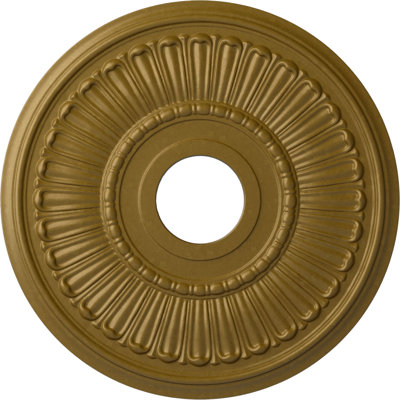 Médaillon de plafond Endurathane Melonie, DO 16 po x P 3 5/8 po x P 3/4 po (convient aux auvents jusqu'à 6 3/8 po), finition dorée peinte à la main