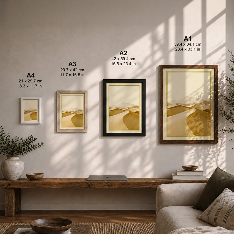 Desert Under Stars Minimalist - Print, A2 - 59.4 x 42.0 cm, Walnut