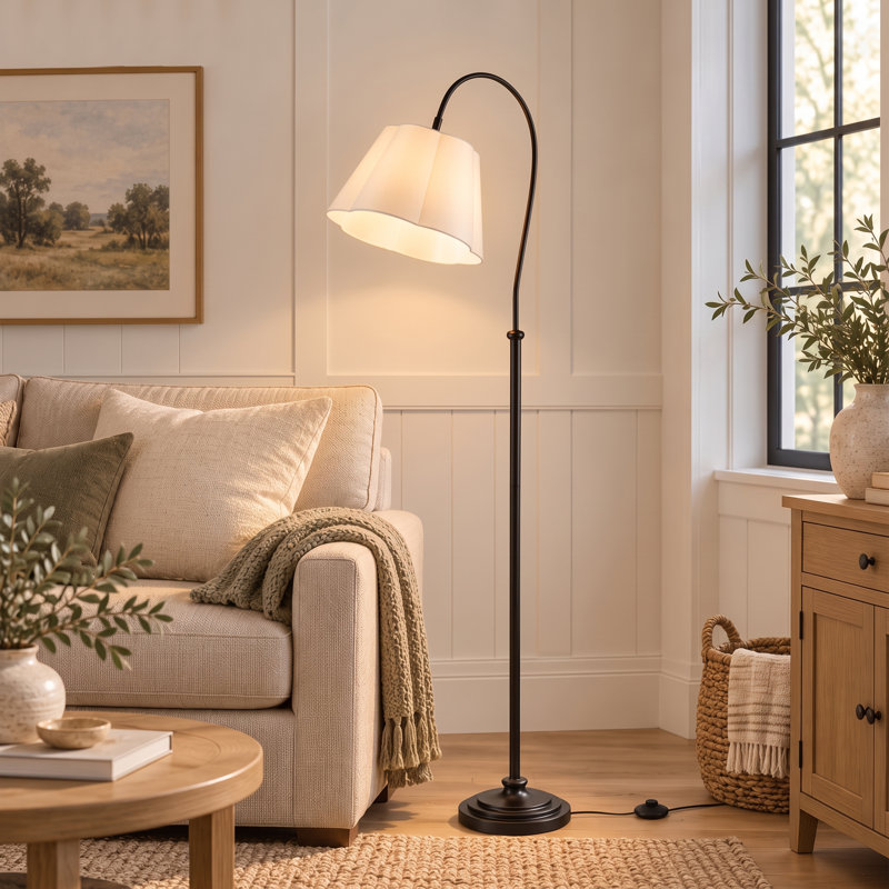 68" Black Metal Arched Floor Lamp
