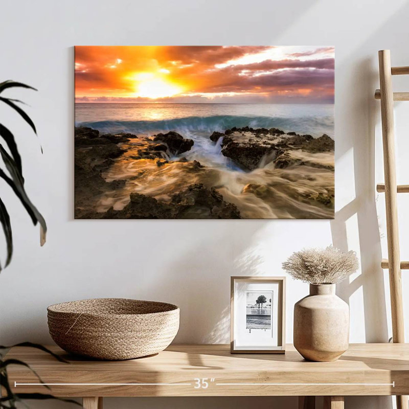 Gillard Beach au coucher du soleil, H 16 po x l 24 po