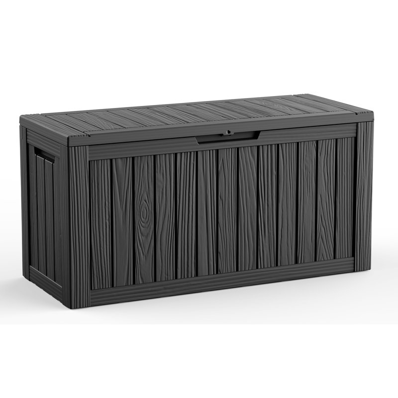 46.29"w 80 Gallon Water Resistant Resin Lockable Deck Box(Black), Black