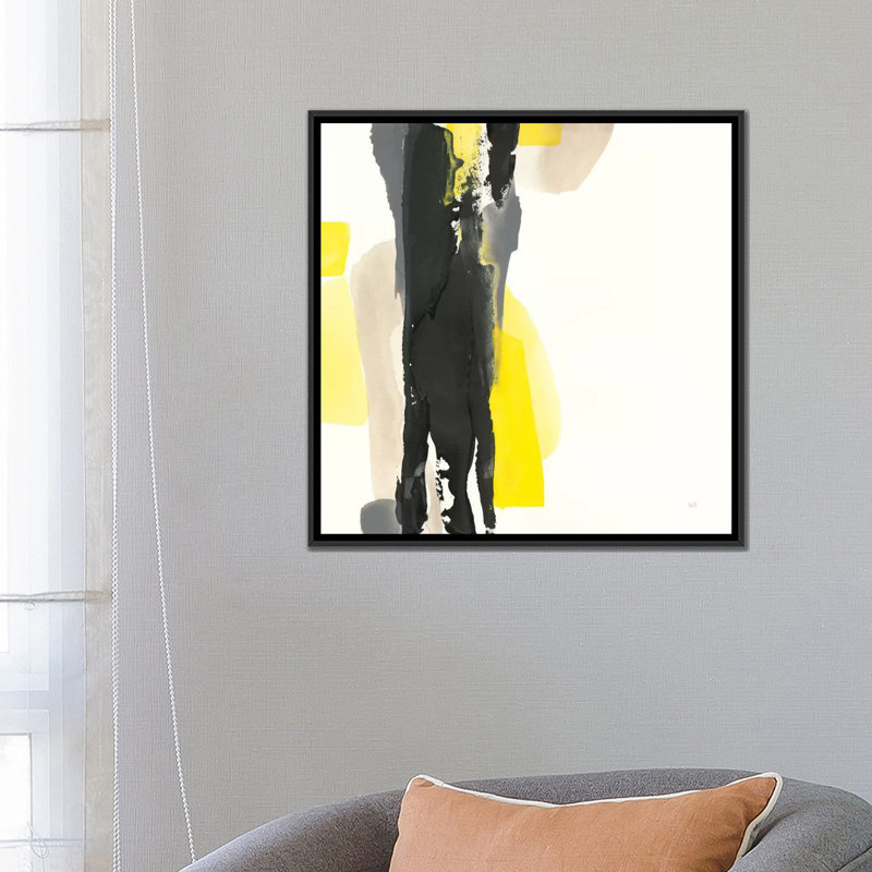 «Black and Yellow II», reproduction sur toile, H 18 po x l 18 po x P 1,5 po, Toile avec cadre noir, Pas de tapis