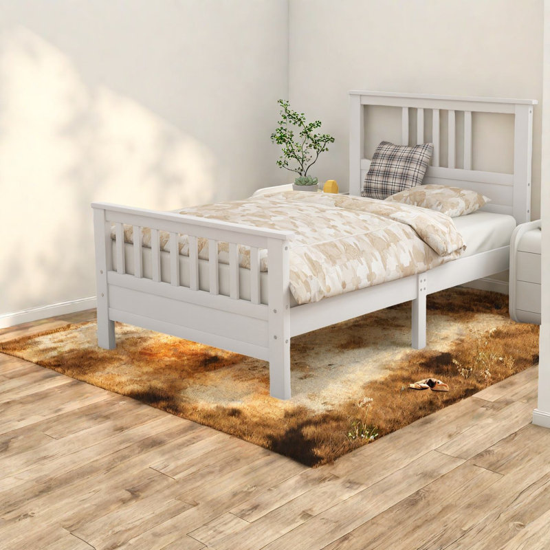 Lit plateforme moderne en bois de pin blanc confortable pour toute maison