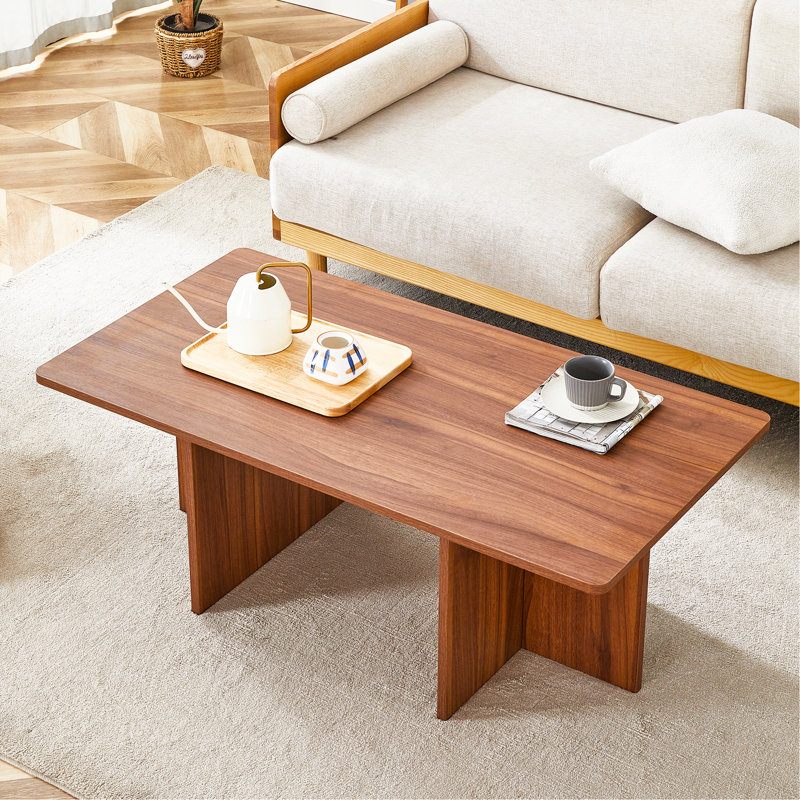 Table basse 44,8 pouces en grain de bois de noyer et bois aggloméré - Luxe moderne
