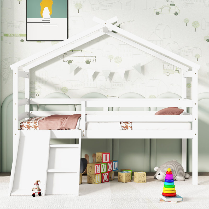 Lit mezzanine bas Wood, Blanc