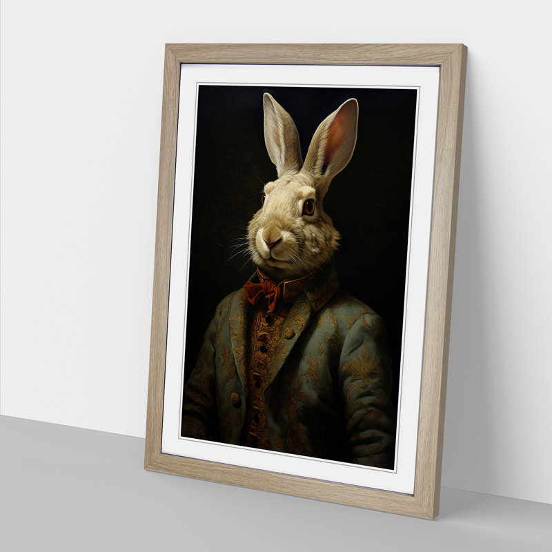 Rabbit Renaissance - Framed Print, Oak , 34cm H x 25cm W x 2cm D