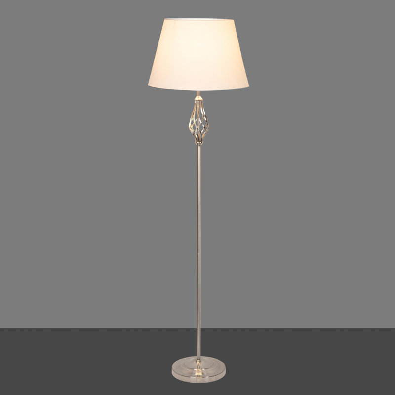Backus 165cm Traditional Twist Floor Lamp, Ivory, Silver
