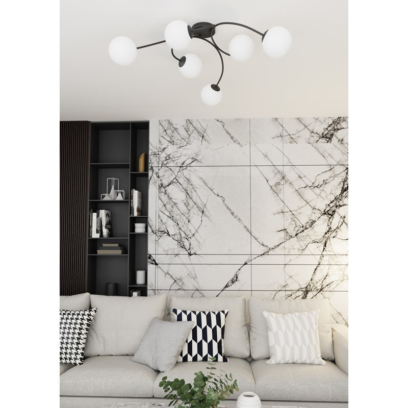 Burgettstown Flush Mount, Matte Black/Opal