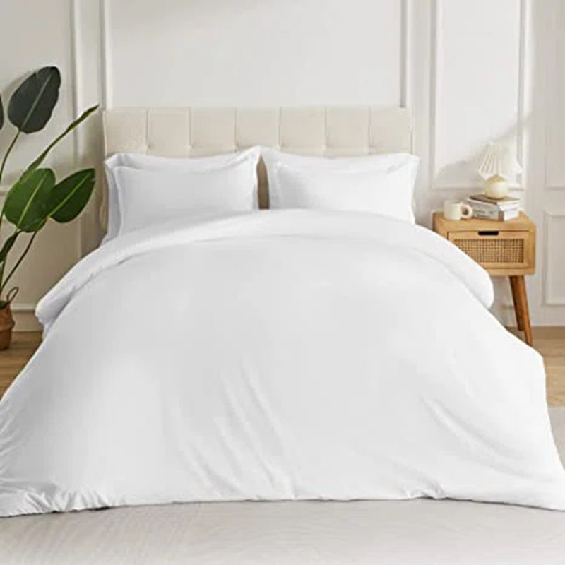 Ensemble de housse de couette , Housse de couette double + 2 taies décoratives, Blanc