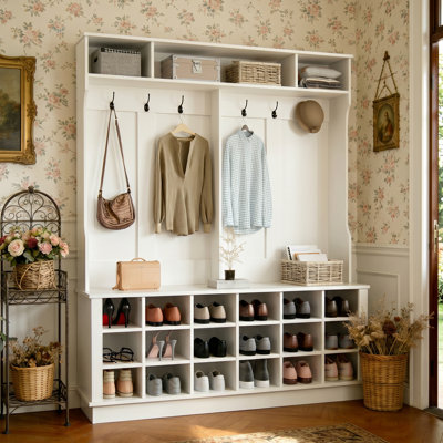 Antoinetta Hall Tree 63'' Wide with Bench and Shoe Storage