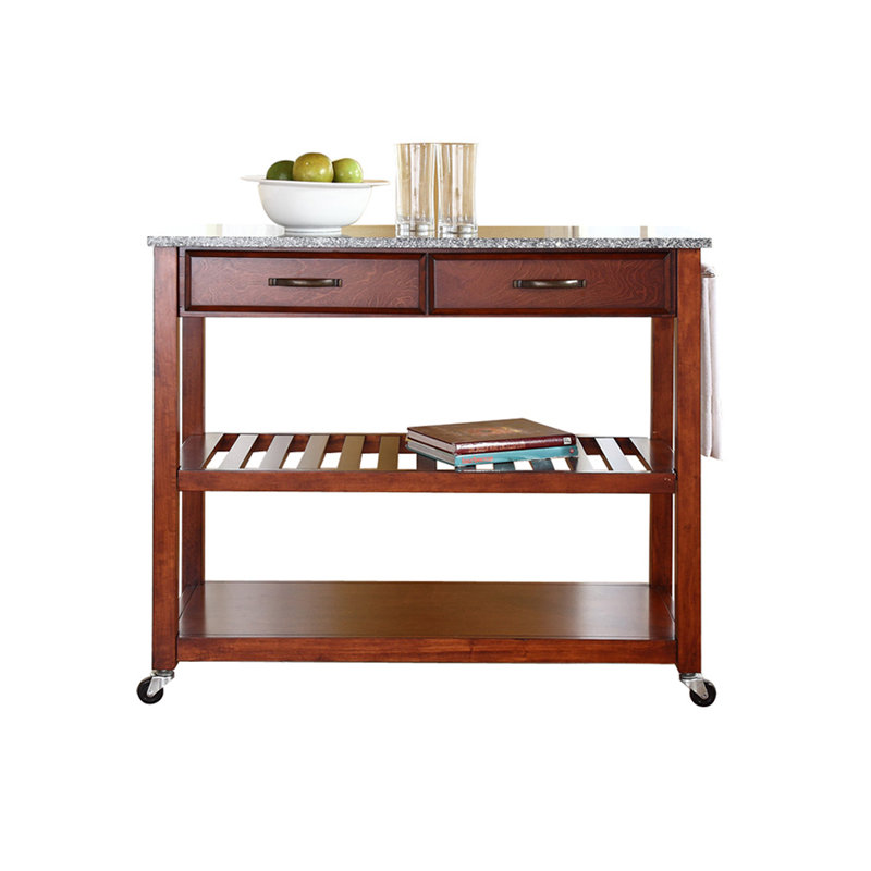 Timmy Granite Top Kitchen Cart, Cherry