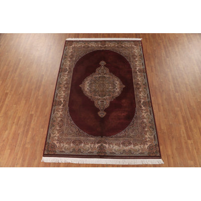 Burgundy Geometric Traditional Area Rug 7x10