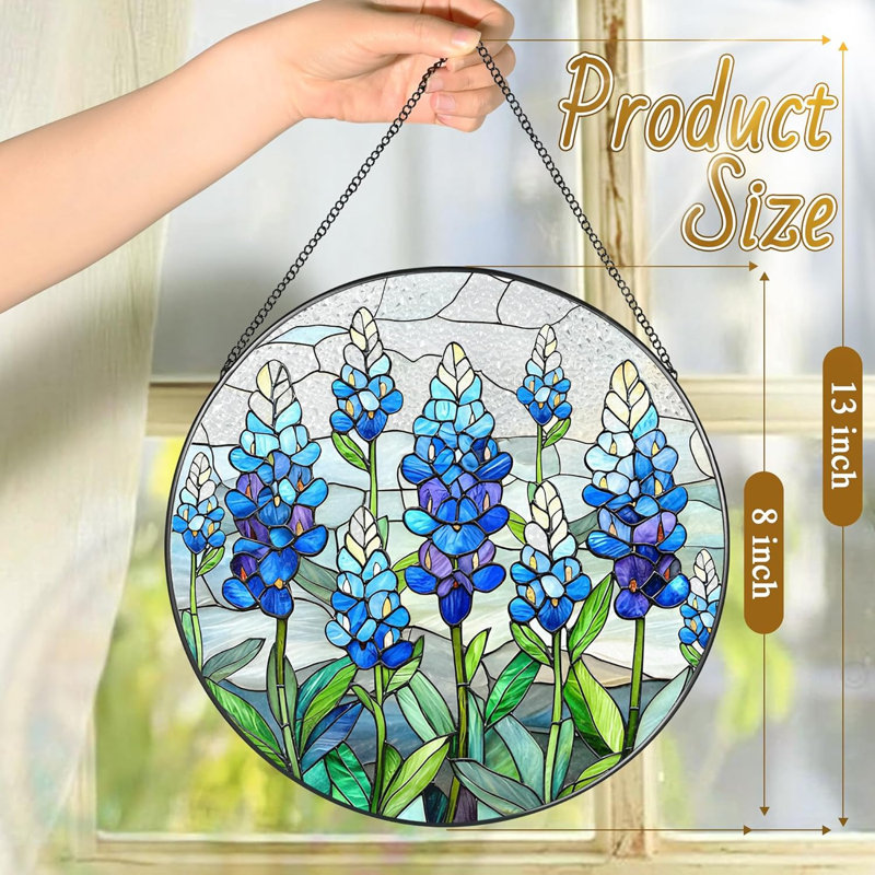 8" Bluebonnet Stained Glass Window Suncatcher