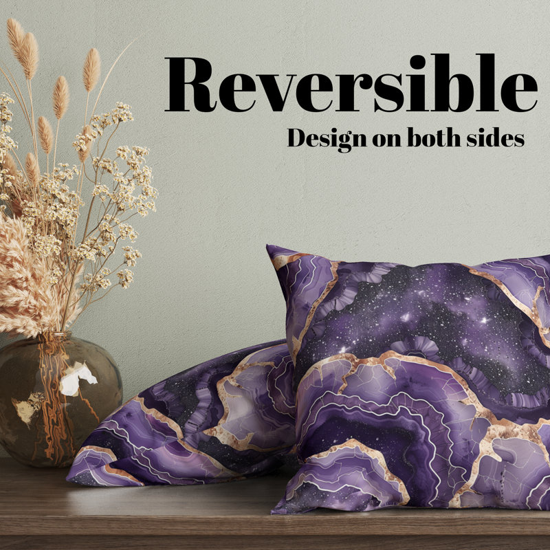 Housse de coussin réversible Agate, Mauve, H 20 po x l 20 po
