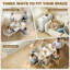 Foldable Dining Table, Drop Leaf Table on Wheels, Marble White