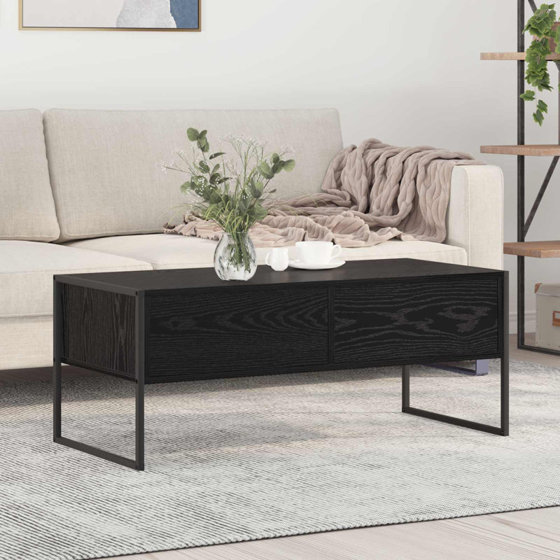 Coffee Table with Storage, Black Oak